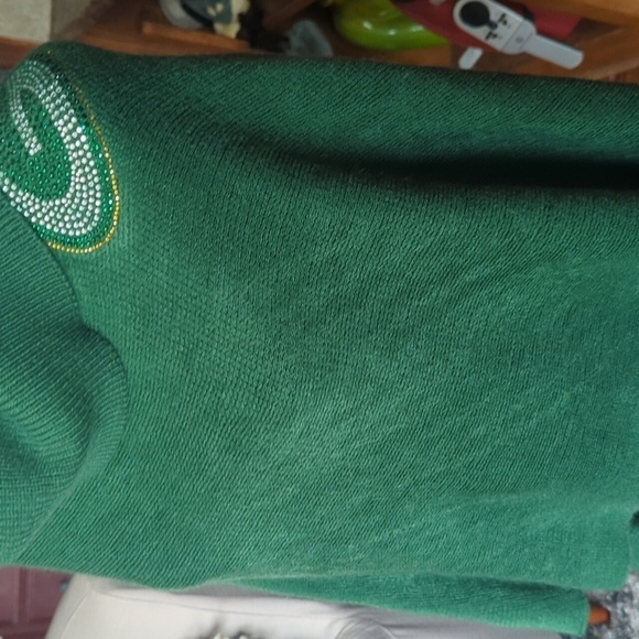 Green Bay Packers NFL Green Crystal Bling soft Knit Poncho One-size Sweater S/L - Picture 3 of 8